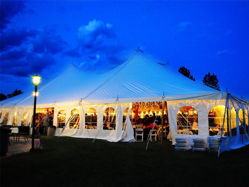 Large even tent with a gathering inside