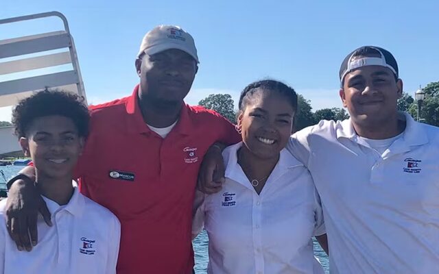 family employee photo on boat