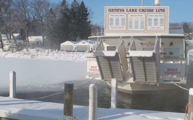 boat at frozen dock during off season